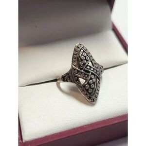 SILVER FOX 925 Sterling Vintage Modernist Dotted Oxidized Ring Size 6.75 vtg